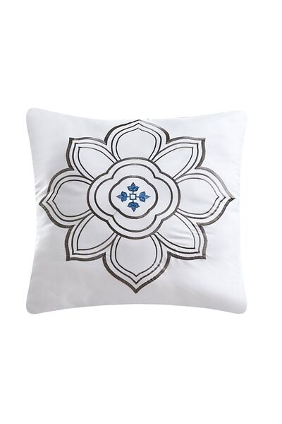 In House Talah | 10 Pieces Embroidery Comforter Set - King - 260x240 cm - White & Beige