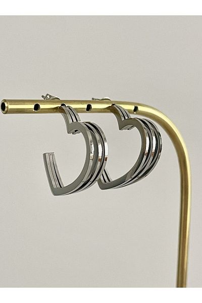 Maris by Deniz THREE-LAYER, HEART STEEL EARRING