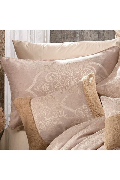 In House Clover | 12 Pieces Chanel Lohaver Polyester Comforter Set - King - 240x260 cm - Light Beige