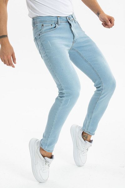 OneZero Men's Light Blue Skinny Fit pants