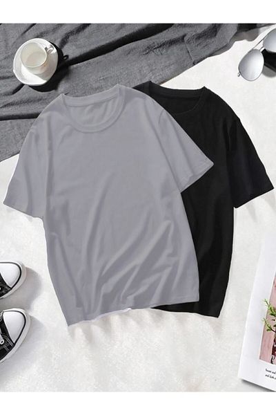 Mambo Black-White Unisex Oversize Combed Cotton T-Shirt 2 Pack
