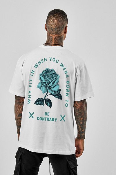 Pasage Λευκό μπλουζάκι Oversize Be Contrary Printed