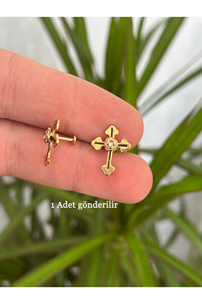 Karınca Piercing Taşlı Haç Cerrahi Çelik Piercing Kulak Flat Kıkırdak Helix Orbital Conch Piercing Küpe Alerji Yapmaz