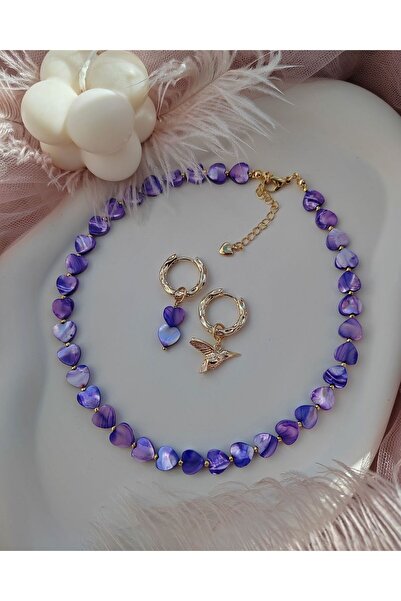 Jerberaa takı Renkli sedef taş kolyeler  pembe - mavi- beyaz -turuncu sedef k...