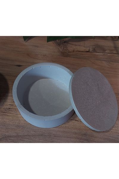 Porta blu Concrete Round Designed - Multi-purpose Organizer Box with Lid