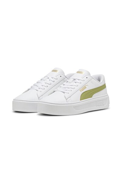 Puma Smash Platform v3-PUMA White-Calming Green-PUMA Gold
