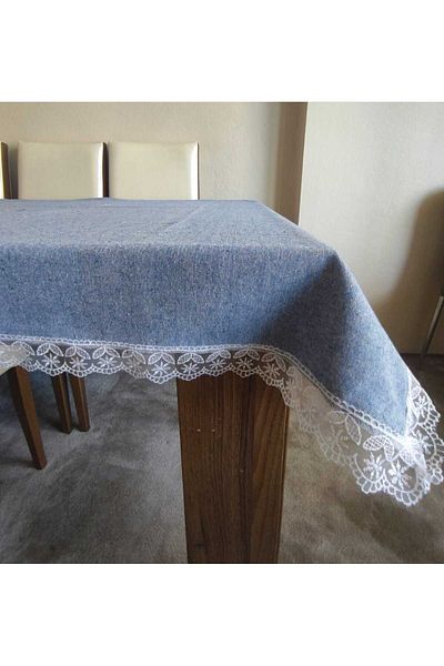 denizli hatırası Față de masă Star Laced Linen Blue - 120x120 cm