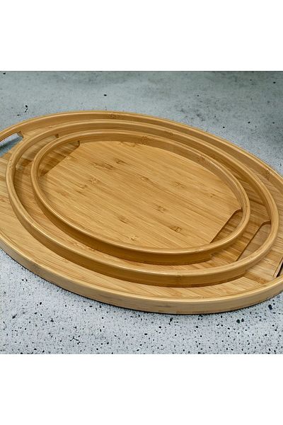 YzHome 1 Piece Medium Size Bamboo Oval Tray Presentation Serving Tray 36*26cm