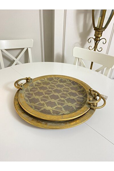 THE LİNSE Metal Dekoratif Ikili Tepsi