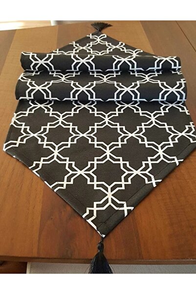 Premier Siyah Beyaz Klasik Desenli Duck Runner 90x40cm