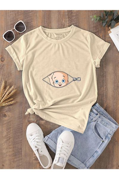 caxis Tricou Maternitate Oversize Imprimat Bebeluş cu fermoar