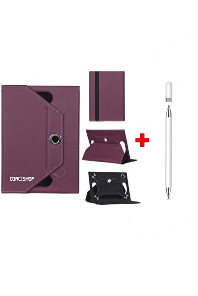 corcishop Lenovo Tab M10 Plus 3rd Gen TB125FU Uyumlu Kılıf Universal Standlı + Dokunmatik Tablet Kalem Stylus
