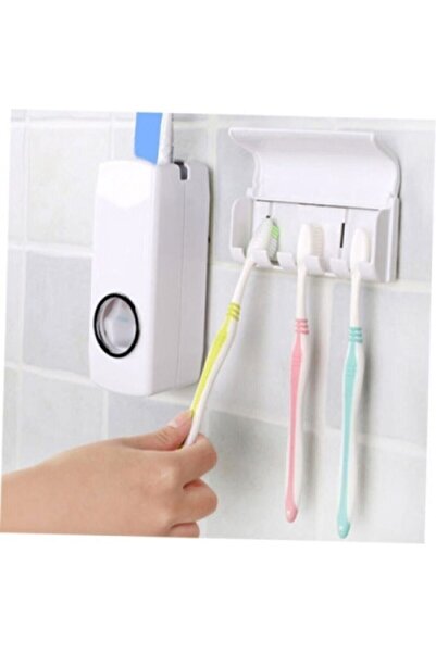 ÖzSima Otomatik Diş Macunu Sıkacağı + 5'li Fırçalık Seti ( Sert Plastik Premi...