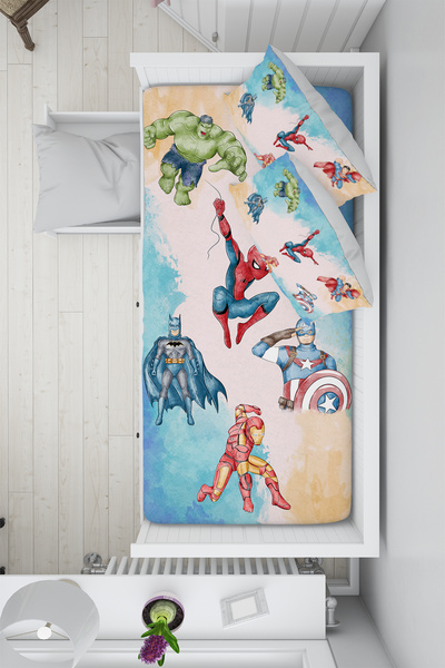 Talia Home Marvel Süper Kahramanlar 100x200 Montessori Yatak Çocuk Nevresim Takımı