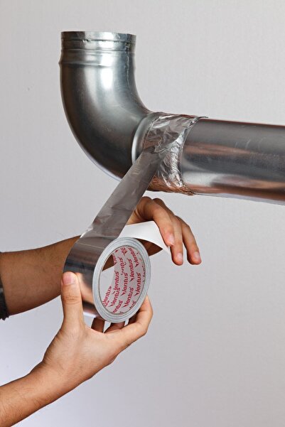 HERFİE Soba Mangal Yapışkanlı Yanmaz Alüminyum Folyo Bant 10 Metre