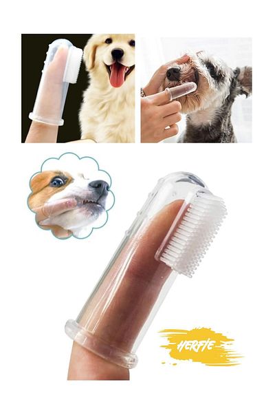 HERFİE Pet Cat Dog Finger Tooth Brushing Cleaning Tool Toothbrush