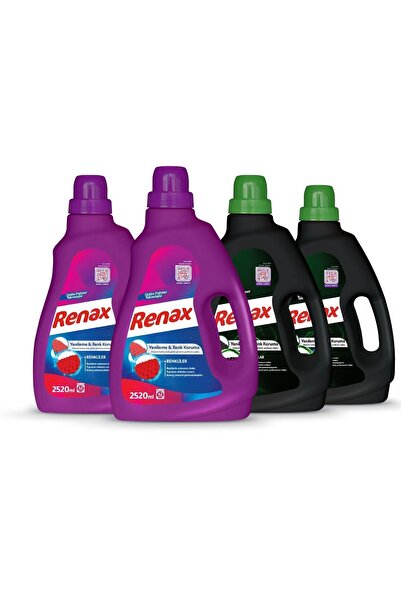 RENAX Sıvı Çamaşır Deterjanı 2520 ml - 4 Lü Paket (2 Renkliler + 2 Siyahlar)