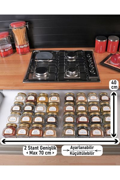 color house 300 Cc 32 Pieces Spice Rack Glass Jar - Pasabahce and Drawer Organizer Stand