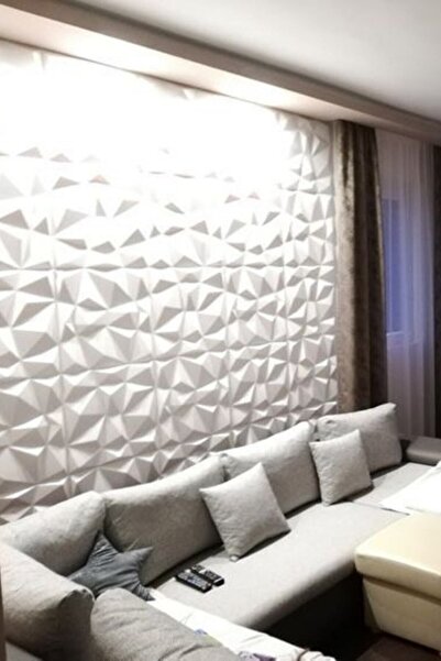 BELLA CARPETİ 10 Adet 3d Kabartmalı Duvar Paneli Kendinden Yapışkanlı Beyaz R...