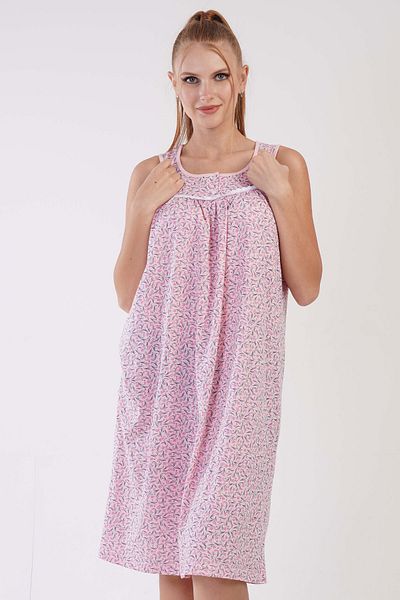 VİENETTA Thick Strap Women's Cotton Nightdress - Short