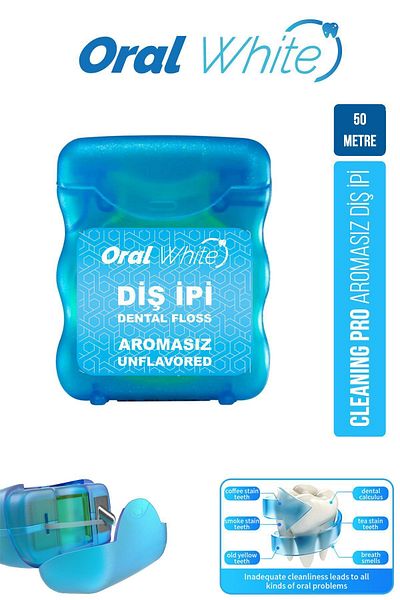 Oral White Cleaning Pro Dental Floss Plain 50 Meters