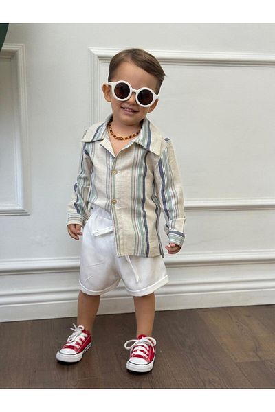 Ares Kids Fashion Cămașă de in pentru copii și bebeluși - Îmbrăcăminte pentru sărbători și ocazii speciale
