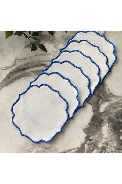 Kristal Tasarım 6-Piece Plain Cocktail Napkins | Blue