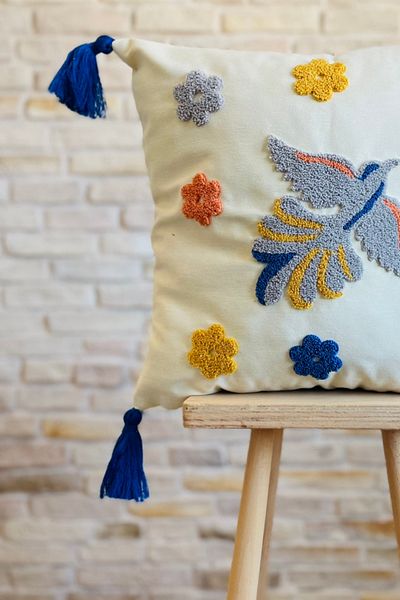 SWITA Design decorativ unic cu margarete - Husă de pernă brodata cu pumn (pantaloni)