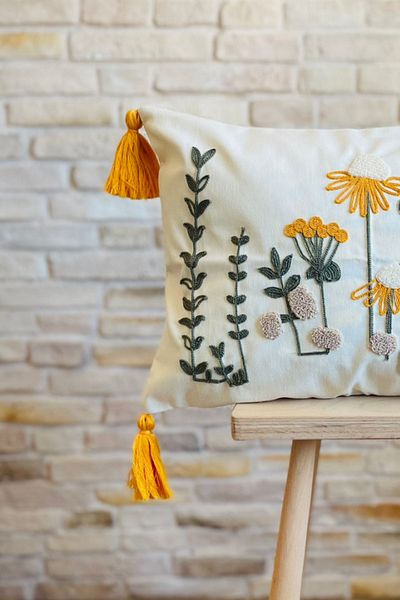 SWITA Husă de pernă cu design special decorativ brodat cu pumn (pantaloni)