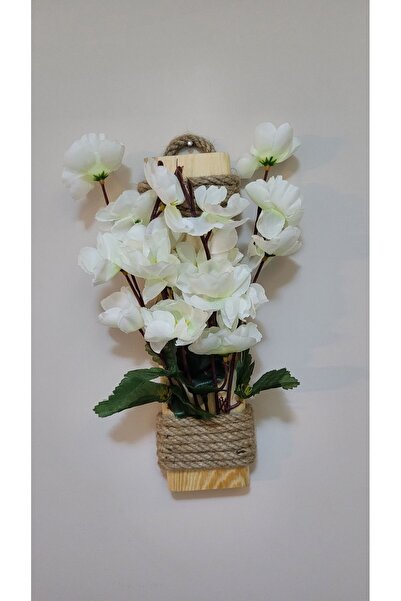 La bella bazar Dekoratif Ahşap Antre Hol Dekor Süs Yapay Çiçek Süslemeli Askı Yapay Çiçek Dekorasyon