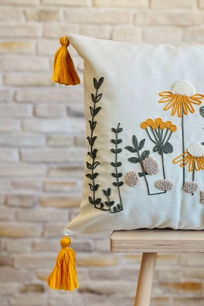 SWITA Husă de pernă cu design special decorativ brodat cu pumn (pantaloni)
