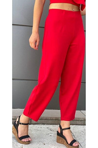 akkanatbutik Red Women's Trousers - Elastic Waist