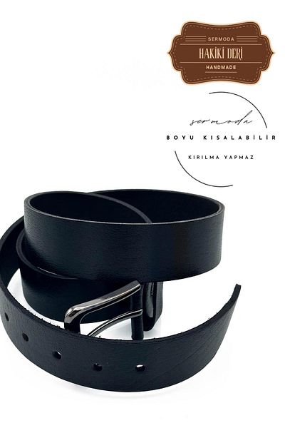 Moda Lalin Ανδρική τζιν ζώνη 44 mm εμπριμέ ποιότητας από συνθετικό δέρμα μαύρη