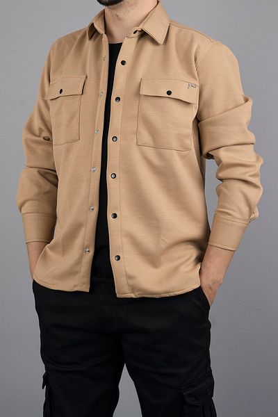 bombe Cămașă Slim Fit pentru bărbați Bej