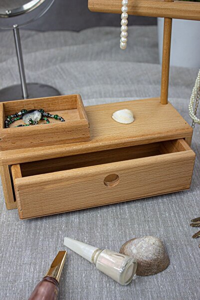 KukiWood Ahşap Takı Standı, Takı Düzenleyici, Yüzüklük Takılık Aksesuar Standı Milena 02