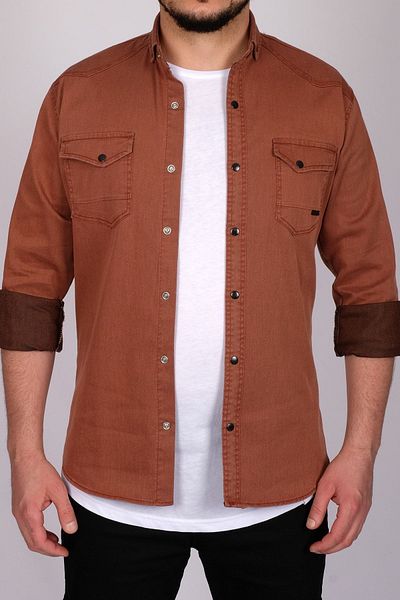 bombe Ανδρικό τζιν πουκάμισο Slim Fit
