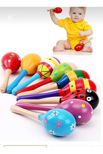 ERAMBALAJ STORE Renkli Ahşap Marakas Çocuklar İçin Boncuklu Ritim Aleti Çıngırak