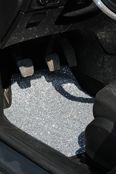 TASARIM ARABAM ATİKE ELİF AKIN Gümüş Rengi Araba Içi Pullu Paspas Takımı