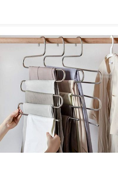 METALAY 3 buc Umerașe metalice pentru eșarfe pentru pantaloni Umerașe cu 5 straturi 3 buc