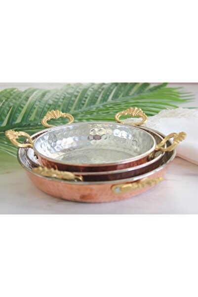 Genel Markalar 3'lü Orjinal Bakır Tava Sahan Yumurta Menemen Seti
