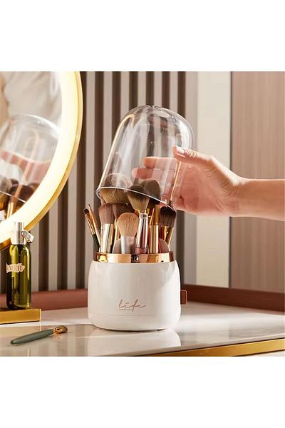 teknotrust Glittering, Dustproof Makeup Organizer and Rotating Brush Box