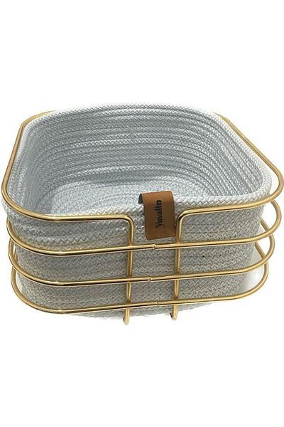 YUVALİN Gold Natural Wire Square Bread Bowl