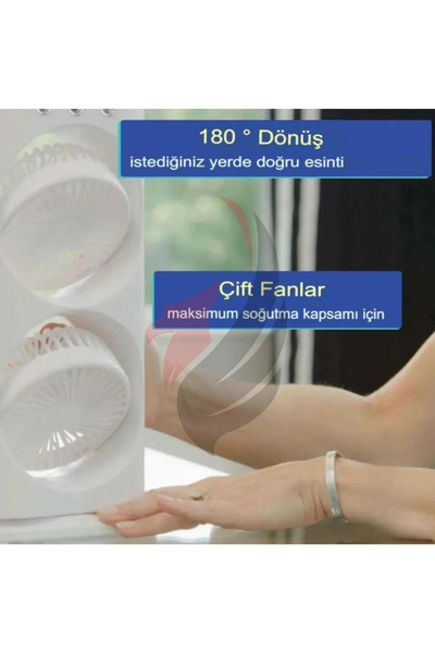 SKYNEX Işıklı Spreyli Vantilatör Buzlu Buharlı Vantilatör Büyük Fan Nemlendirici Klima Soğutucu Çift Fanlı