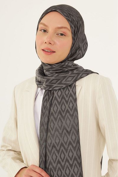 MİRSOY SCARF Shiny Jacquard Zebra Patterned Diamond Shawl