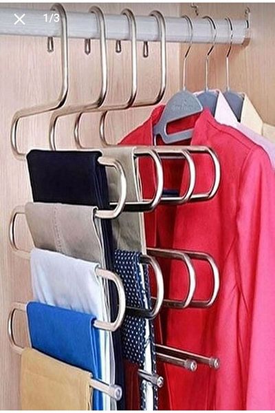 METALAY Metalay Decorativ Metal Cabinet Interior Cromat Umeraș Pantaloni Umeraș Eșarfă 5 Nivele