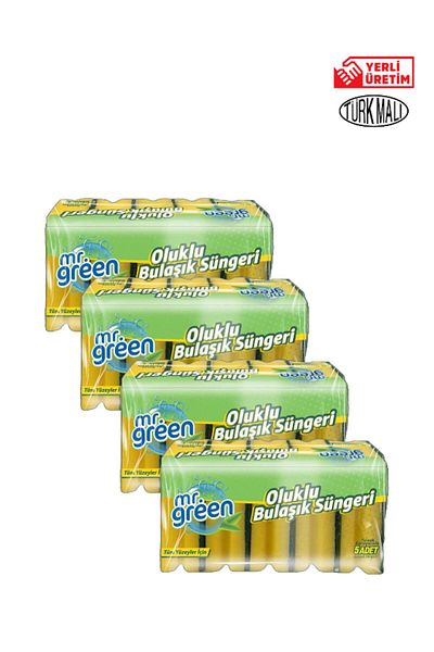 Mr Green Dish Sponge Corrugated Mr.Green 5 x 4 Pack