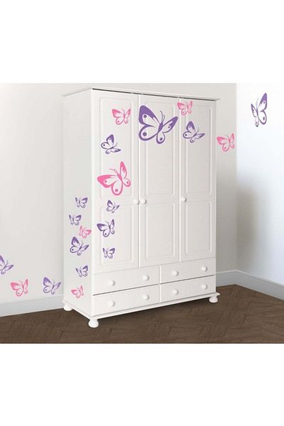KT Decor Large Size Butterfly Patterned Kids Room Sticker Set - Colorful