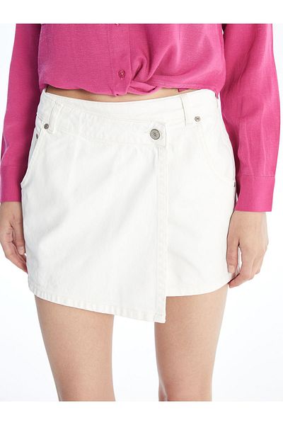 LC Waikiki Women's - Standard Fit Straight Jean Shorts Skirt