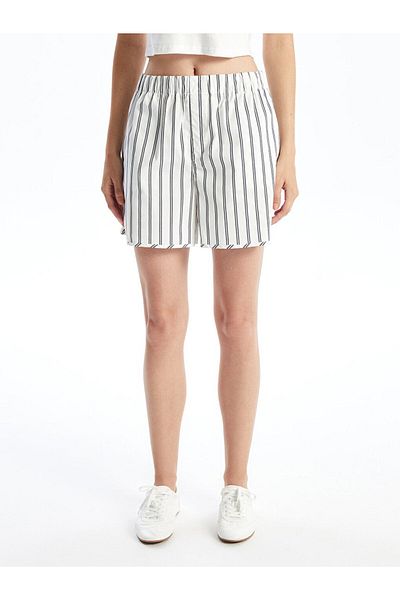 LC Waikiki Gestreifte Damen-Shorts mit elastischem Bund