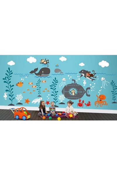 KT Decor Underwater World Life Under The Sea Giant 2xl Kids Room Wall Sticker Set